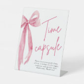 Elegantes, rosa Bow Time Capsule Game Sign Sockelschild (Vorderseite)
