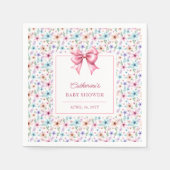 Elegantes rosa Bow-Wildblume Blumendesign Serviette (Vorderseite)