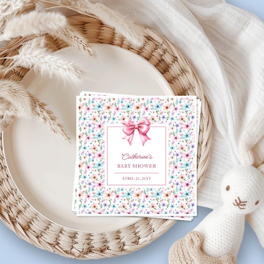 Elegantes rosa Bow-Wildblume Blumendesign Serviette