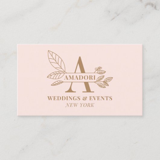 Elegantes rosa braunes, modernes blumenbraunes Mon Visitenkarte (Vorderseite)