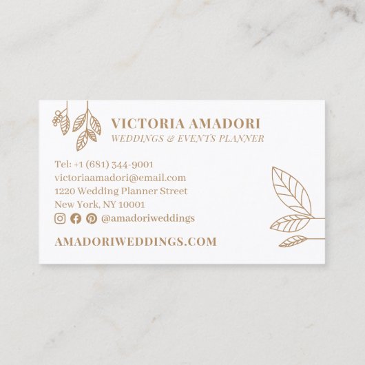 Elegantes rosa braunes, modernes blumenbraunes Mon Visitenkarte (Rückseite)