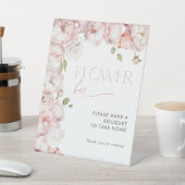 Elegantes Rosa Brautparty Blume Bar Sockelschild (In SItu)