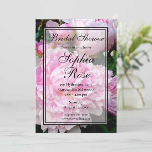 Elegantes Rosa Brautparty Einladung (Stehend Vorderseite)