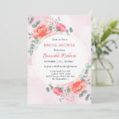 Elegantes, rosa Brautparty Einladung (Stehend Vorderseite)