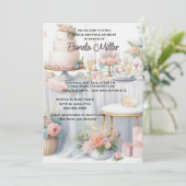 Elegantes rosa Brautparty Einladung (Stehend Vorderseite)