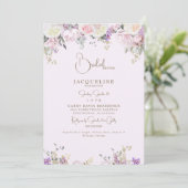 Elegantes Rosa-Brautparty Einladung (Stehend Vorderseite)