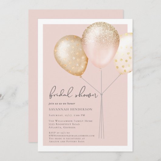 Elegantes Rosa Brautparty Einladung (Vorne/Hinten)