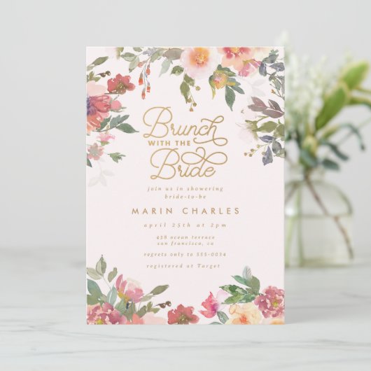 Elegantes Rosa Brautparty Einladung (Stehend Vorderseite)