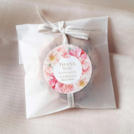 Elegantes rosa Brautparty Floral Vielen Dank Runder Aufkleber