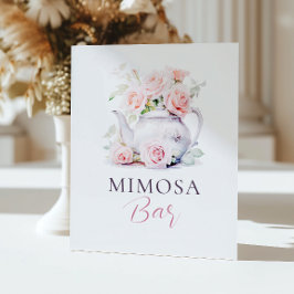 Elegantes Rosa Brautparty Mimosa Bar Sockelschild