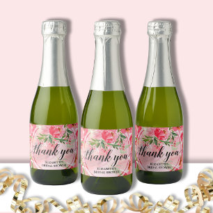 Elegantes Rosa Brautparty Mini Schaumweinetikett
