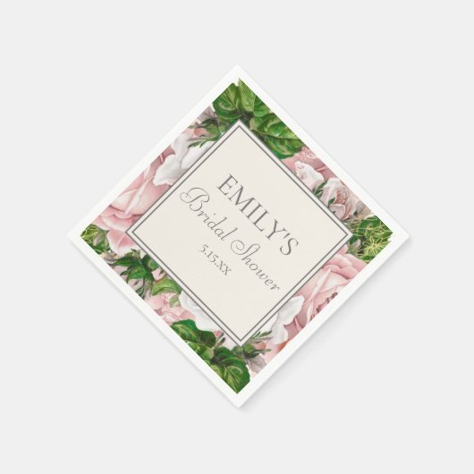 Elegantes Rosa Brautparty mit blühender Vegetation Serviette (Ecke)