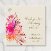 Elegantes rosa Brautparty mit Blumenmotiven Danke Geschenkanhänger (Vorderseite)