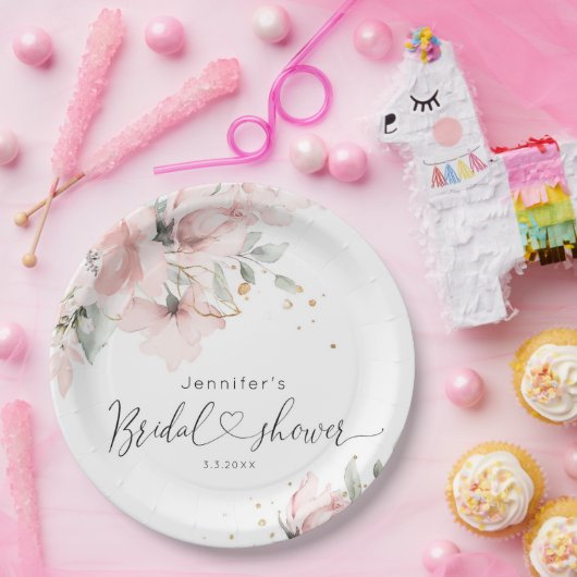 Elegantes Rosa Brautparty Pappteller (Party)