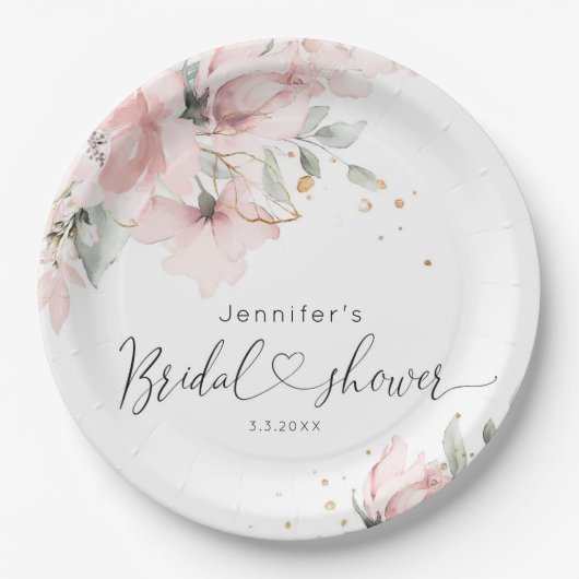 Elegantes Rosa Brautparty Pappteller (Vorderseite)