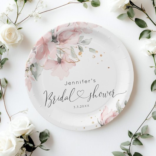 Elegantes Rosa Brautparty Pappteller