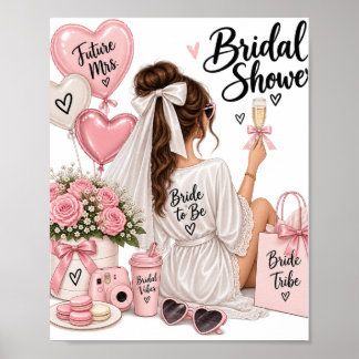 Elegantes rosa Brautparty-Plakat – zukünftige Mrs. Poster