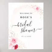 Elegantes rosa Brautparty Willkommen Poster (Vorne)