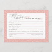 Elegantes Rosa Brautparty wünscht sich Hinweiskarte (Vorderseite)