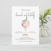 Elegantes rosa Brunch & Bubbly Brautparty Einladung (Stehend Vorderseite)