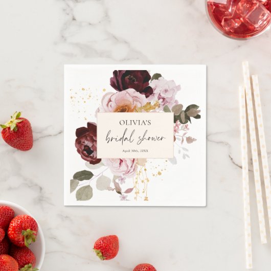 Elegantes rosa Burgund-Brautparty Serviette (Beispiel)