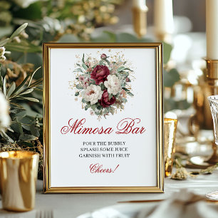 Elegantes Rosa-Burgunder Mimosa-Bar-Schild 8x10 Go Poster