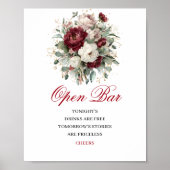 Elegantes Rosa-Burgunderrot-Open-Bar-8x10-Schild Poster (Vorne)