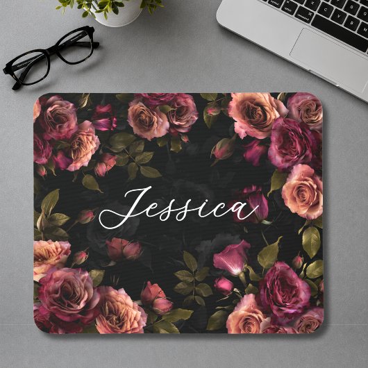 Elegantes rosa-burgunderrotes, melancholisches bot mousepad
