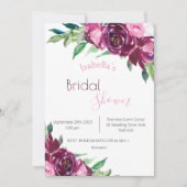 Elegantes rosa Burgundy Floral Modernes Brautparty Einladung (Vorderseite)