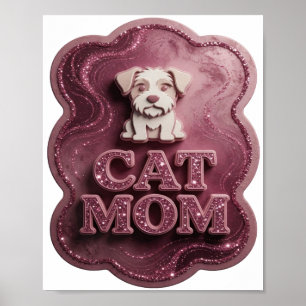 Elegantes Rosa CAT MOM Custom-T-Shirt Poster