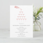 Elegantes Rosa Champagner Probe Abendessen Einladung (Stehend Vorderseite)