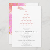 Elegantes Rosa Champagner Probe Abendessen Einladung (Vorne/Hinten)