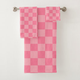 Elegantes rosa Checkerboard Badhandtuch Set