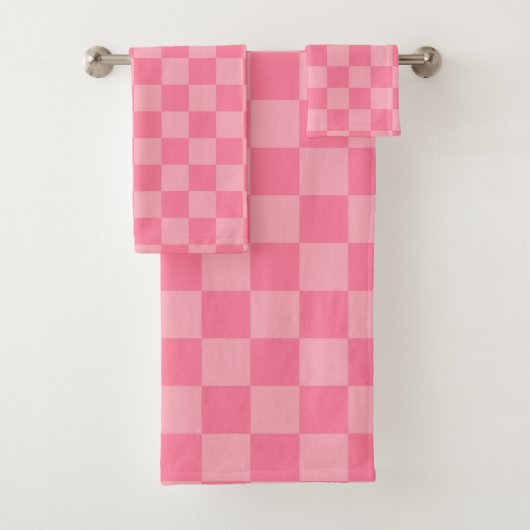 Elegantes rosa Checkerboard Badhandtuch Set (Insitu)