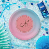 Elegantes rosa Chic Trendy Modern Monogram Pappteller (Party)