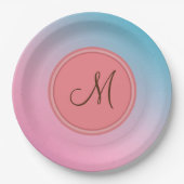 Elegantes rosa Chic Trendy Modern Monogram Pappteller (Vorderseite)