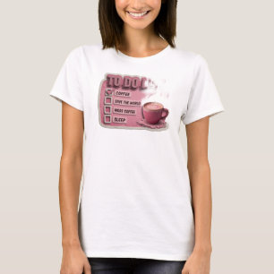 Elegantes Rosa COFFEE ZUERST RETTE DIE WELT Visuel T-Shirt