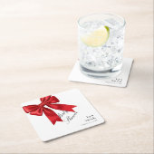 Elegantes rosa Coquette Bow Baby Shower Girl Rechteckiger Pappuntersetzer (Vor Ort)