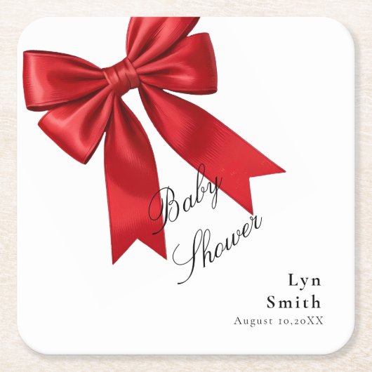 Elegantes rosa Coquette Bow Baby Shower Girl Rechteckiger Pappuntersetzer (Vorderseite)