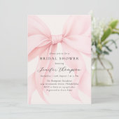 Elegantes rosa Coquette Bow Brautparty Einladung (Stehend Vorderseite)