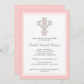 Elegantes Rosa Cross Girls Einladung feiern (Vorne/Hinten)
