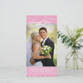 Elegantes Rosa danken Ihnen Foto-Karte (4x8) Dankeskarte (Stehend Vorderseite)