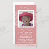 Elegantes Rosa Dankeschön Memorial Foto Card Dankeskarte (Vorne/Hinten)