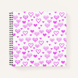 Elegantes rosa Dekoratives Herzdesign Kunst, Dicht Notizblock