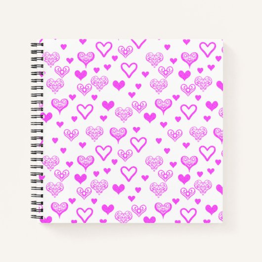 Elegantes rosa Dekoratives Herzdesign Kunst, Dicht Notizblock (Vorderseite)