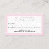 Elegantes Rosa Delikatessen Blossom Empfehlungskarte (Rückseite)