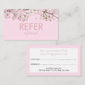 Elegantes Rosa Delikatessen Blossom Empfehlungskarte (Vorne/Hinten)