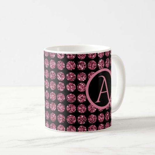 Elegantes rosa Diamantgemische Sparkle Monogram In Kaffeetasse (VorderseiteRechts)
