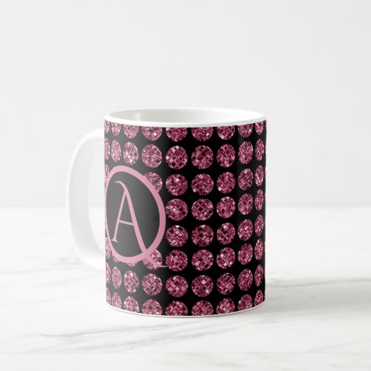 Elegantes rosa Diamantgemische Sparkle Monogram In Kaffeetasse (Vorderseite Links)