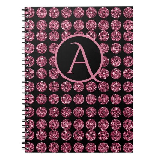 Elegantes rosa Diamantgemische Sparkle Monogram In Notizblock (Vorderseite)